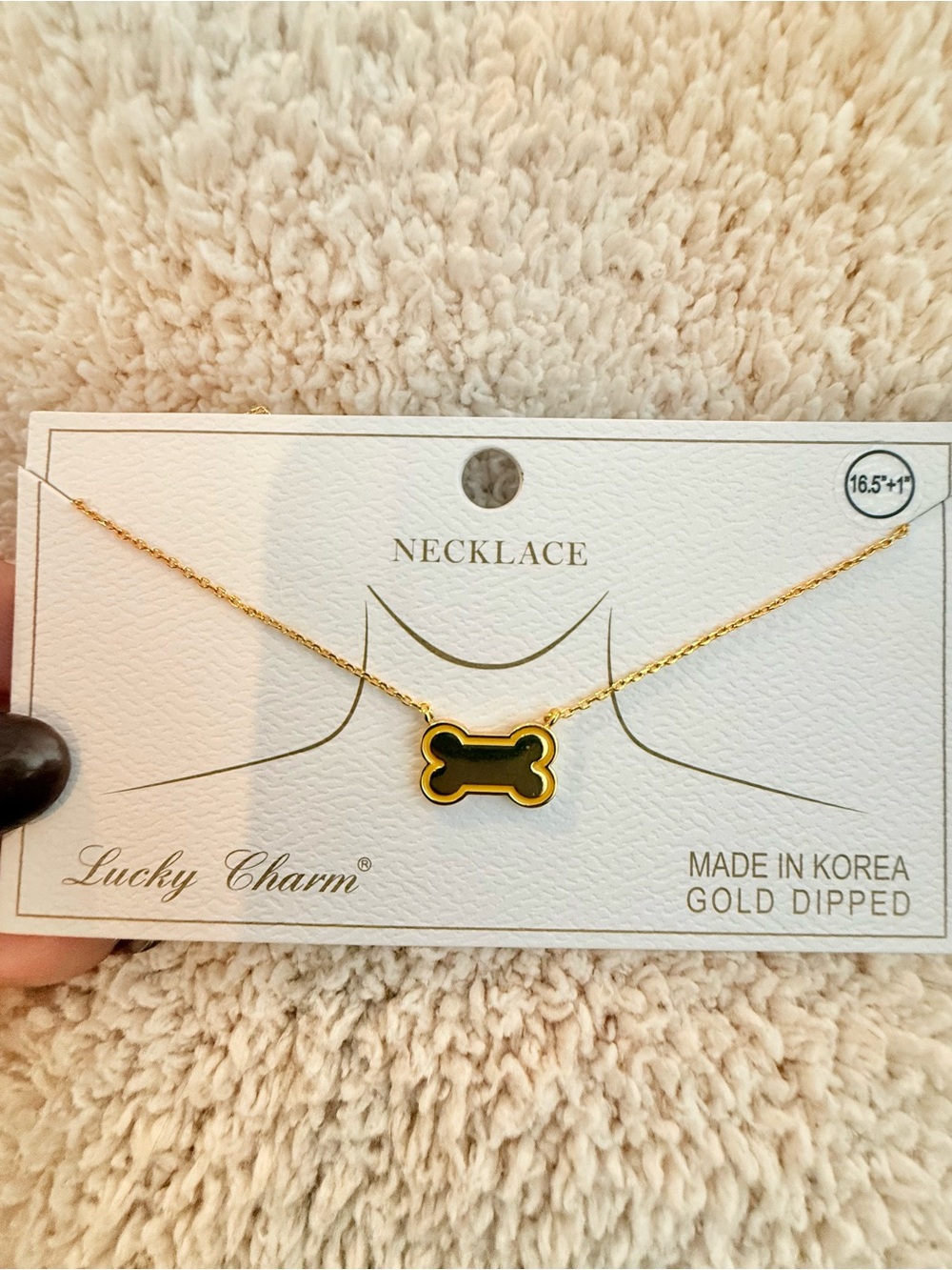 Source Unknown Gold-Dipped Black Bone Necklace